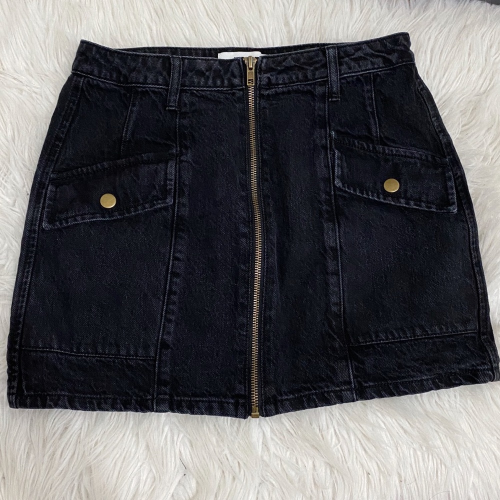 Black denim skirt